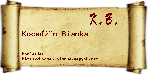 Kocsán Bianka névjegykártya